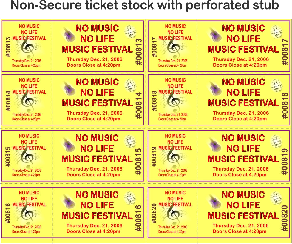 Raffle Ticket Card Stock