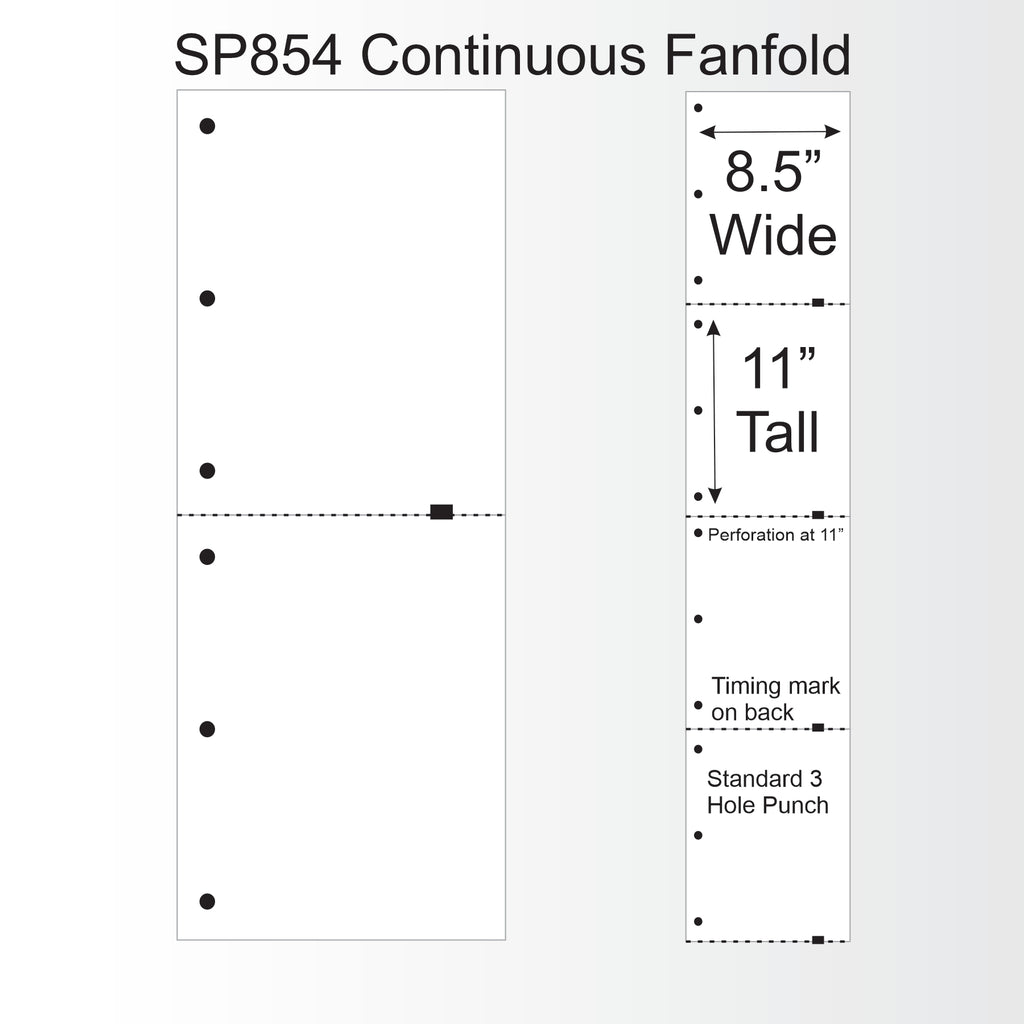 SP854 Continuous Fanfold Thermal Paper-3 Hole Punch
