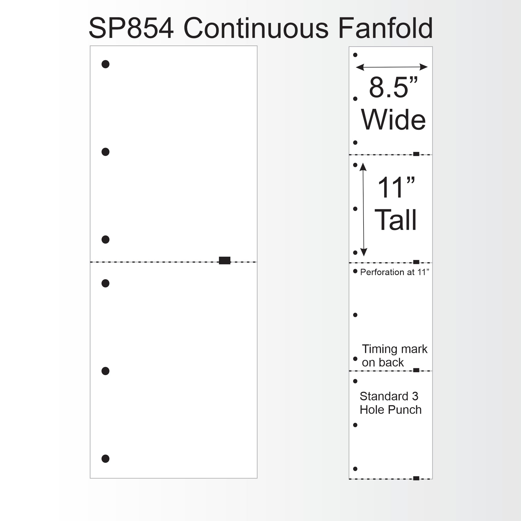 SP854 Continuous Fanfold Thermal Paper-3 Hole Punch